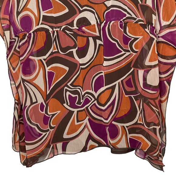 Apt9 Geometric V-Neck Overlay Tunic Sheer Blouse Inner Tank Top Women Size XL - Picture 3 of 9